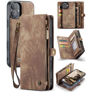 Caseme 008 iPhone 16 Hoesje Uitneembare 2in1 Bookcase Portemonnee - Bruin