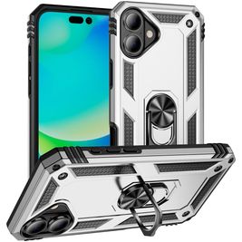 Mobigear Armor Ring iPhone 17 Hoesje Hardcase Backcover Shockproof met Ringhouder - Zilver