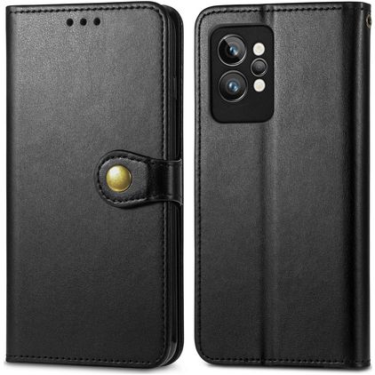 Mobigear Snap Button Realme GT2 Pro Hoesje Bookcase Portemonnee - Zwart