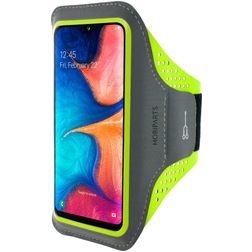 Mobiparts Comfort Fit Telefoonhouder Hardlopen Samsung Galaxy A20e Sport Hoesje Neopreen Sportarmband - Neon Green