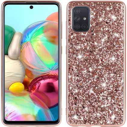 Mobigear Glitter Samsung Galaxy A73 Hoesje Hardcase Backcover - Roségoud