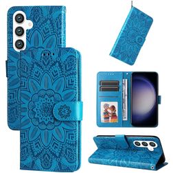 Mobigear Sunflower Samsung Galaxy S24 Hoesje Bookcase Portemonnee - Blauw