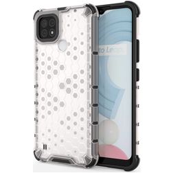 Mobigear Honeycomb Realme C21 Hoesje Hardcase Backcover Shockproof - Wit