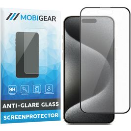 Mobigear Premium iPhone 15 Pro Glazen Screenprotector Anti-Glare - Case Friendly - Zwart
