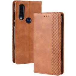 Mobigear Sensation Motorola One Action Hoesje Bookcase Portemonnee - Cognac