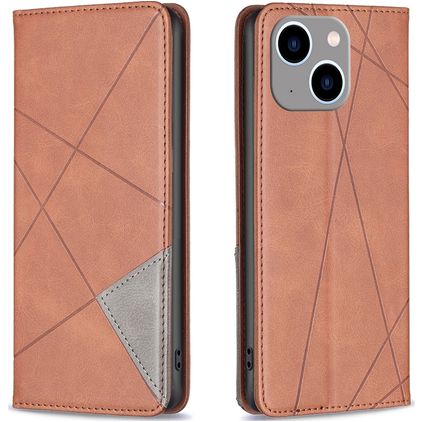 Mobigear Rhombus Slim iPhone 15 Plus Hoesje Bookcase - Bruin