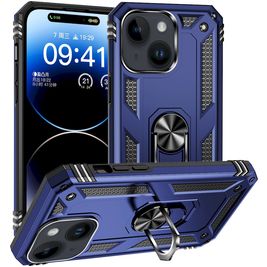 Mobigear Armor Ring iPhone 15 Hoesje Hardcase Backcover Shockproof met Ringhouder - Blauw