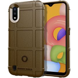 Mobigear Rugged Shield Samsung Galaxy A01 Hoesje Flexibel TPU Backcover Shockproof - Bruin