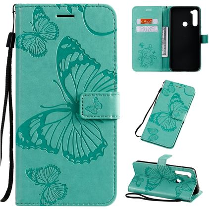 Mobigear Butterfly Xiaomi Redmi Note 8T Hoesje Bookcase Portemonnee - Turquoise