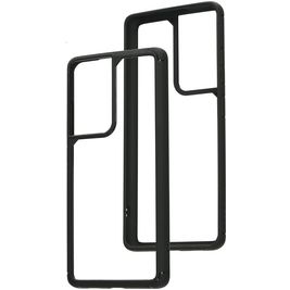 Mobiparts Rugged Clear Samsung Galaxy S21 Ultra Hoesje Hardcase Backcover Shockproof - Transparant / Zwart