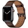 Mobigear Milano Leren Apple Watch Bandje Gespsluiting - 49/46/45/44 mm - Bruin