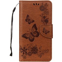 Mobigear Butterfly Samsung Galaxy A8 (2018) Hoesje Bookcase Portemonnee - Bruin