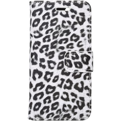 Mobigear Leopard iPhone SE (2022) Hoesje Bookcase Portemonnee - Wit