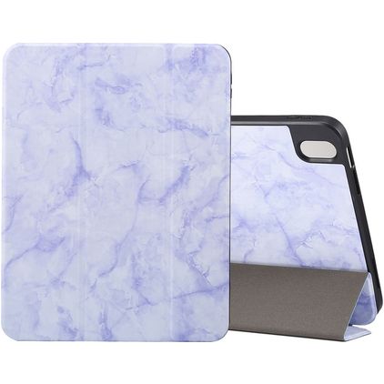 Mobigear Tri-Fold Marble iPad 11 (2025) Hoes Bookcase + Stylus Houder - Paars
