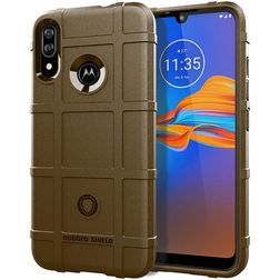 Mobigear Rugged Shield Motorola Moto E6 Plus Hoesje Flexibel TPU Backcover Shockproof - Bruin