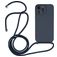 Mobigear Lanyard iPhone 15 Pro Siliconen Hoesje met koord - Donkerblauw