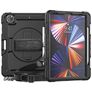 Mobigear SureGrip Xtreme iPad Pro 12.9 Inch (2020) Hoes Hard Kunststof,Siliconen Backcover + Stylus Houder + Schouderband + Standaard - Zwart