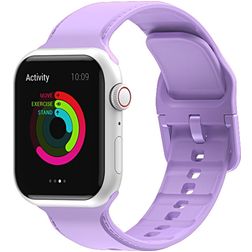 Mobigear Dashed Siliconen Apple Watch Bandje Gespsluiting - 49/46/45/44 mm - Paars