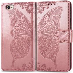 Mobigear Butterfly iPhone 17e Hoesje Bookcase Portemonnee - Roségoud