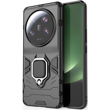 Mobigear Armor Ring Xiaomi 13 Ultra Hoesje Hardcase Backcover Shockproof met Ringhouder - Zwart
