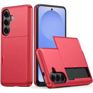 Mobigear Card Samsung Galaxy S26 Hoesje Hardcase Backcover Shockproof met Pasjeshouder - Rood