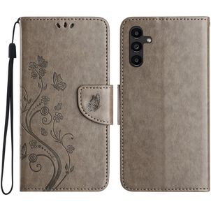 Mobigear Flowers Samsung Galaxy A36 Hoesje Bookcase Portemonnee - Grijs