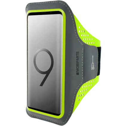 Mobiparts Comfort Fit Telefoonhouder Hardlopen Samsung Galaxy S9 Plus Sport Hoesje Neopreen Sportarmband - Neon Green