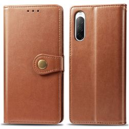Mobigear Snap Button Sony Xperia 10 II Hoesje Bookcase Portemonnee - Cognac