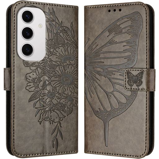 Mobigear Butterfly Samsung Galaxy S24 FE Hoesje Bookcase Portemonnee - Grijs
