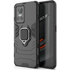 Mobigear Armor Ring Realme GT Neo 3 Hoesje Hardcase Backcover Shockproof met Ringhouder - Zwart