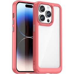Mobigear Crystal iPhone 15 Pro Max Hoesje Hardcase Backcover - Transparant / Rood