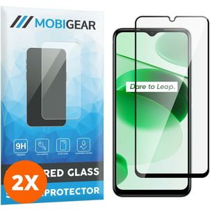 Mobigear Premium Realme C35 Glazen Screenprotector - Case Friendly - Zwart (2-Pack)