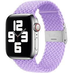 Mobigear Braided Nylon Apple Watch Bandje Klemsluiting - 42/41/40/38 mm - Paars