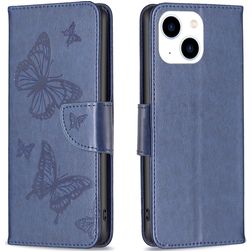 Mobigear Butterfly iPhone 15 Hoesje Bookcase Portemonnee - Blauw