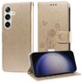 Mobigear Flowers Samsung Galaxy S25 Plus Hoesje Bookcase Portemonnee - Goud