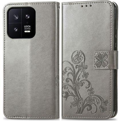 Mobigear Clover Xiaomi 13 Hoesje Bookcase Portemonnee - Grijs