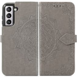 Mobigear Mandala Samsung Galaxy S21 FE Hoesje Bookcase Portemonnee - Grijs