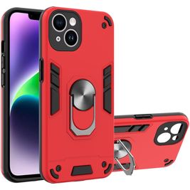 Mobigear Armor Ring iPhone 14 Plus Hoesje Hardcase Backcover Shockproof met Ringhouder - Rood