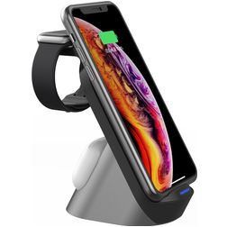 Mobigear PowerNest Pro Qi Laadstation voor Telefoon / AirPods en Apple Watch - Zwart