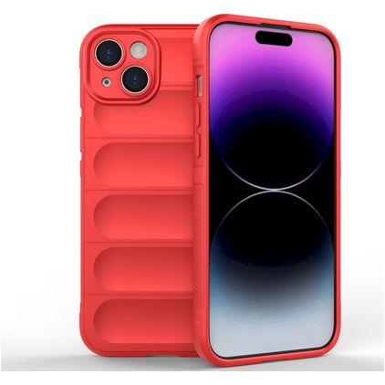Mobigear Bumpy iPhone 15 Plus Hoesje Flexibel TPU Backcover - Rood