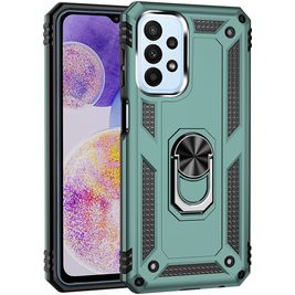 Mobigear Armor Ring Samsung Galaxy A23 Hoesje Hardcase Backcover Shockproof met Ringhouder - Groen