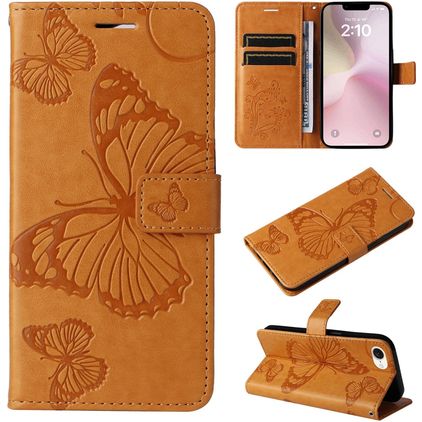 Mobigear Butterfly iPhone 17e Hoesje Bookcase Portemonnee - Cognac