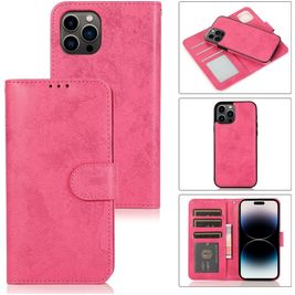 Mobigear Wallet iPhone 15 Pro Hoesje Uitneembare 2in1 Bookcase Portemonnee - Roze