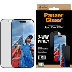 PanzerGlass Ultra-Wide Fit iPhone 17 Glazen Screenprotector Privacy - Case Friendly + Installatieframe - Zwart