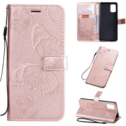 Mobigear Butterfly Samsung Galaxy A71 Hoesje Bookcase Portemonnee - Roségoud