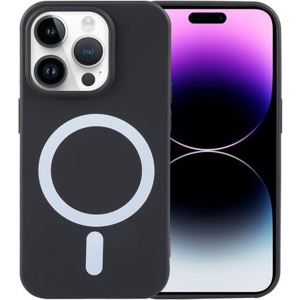 Mobigear Rubber Touch iPhone 15 Pro Siliconen MagSafe Hoesje Backcover - Zwart