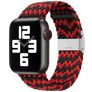 Mobigear Braided Nylon Apple Watch Bandje Klemsluiting - 42/41/40/38 mm - Zwart / Rood