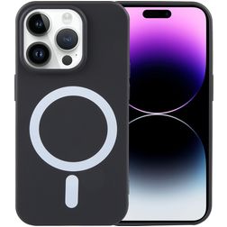 Mobigear Rubber Touch iPhone 15 Pro Max Siliconen MagSafe Hoesje Backcover - Zwart