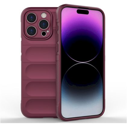 Mobigear Bumpy iPhone 15 Pro Max Hoesje Flexibel TPU Backcover - Bordeaux Rood