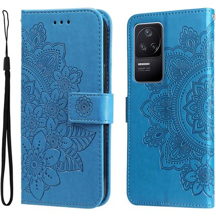 Mobigear Flowers POCO F4 Hoesje Bookcase Portemonnee - Blauw